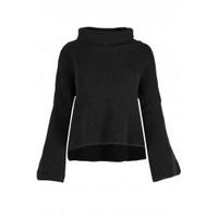 izzie bell sleeves polo neck side split jumper top