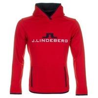 J Lindeberg Logo Hood Technical Jersey Red Intense