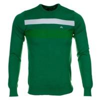 J Lindeberg Dirk Striped Fine Cotton Sweater Green