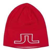 J Lindeberg Logo Beanie Hat Red Intense