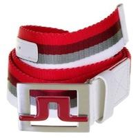 J Lindeberg Slater 40 2.0 Striped Webbing Belt Dark Red