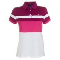 J Lindeberg July Lux Stripe Ladies Polo Shirt Pink Intense