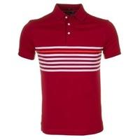 J Lindeberg Michael Lux Stripe Polo Shirt Dark Red