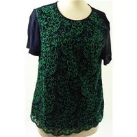 J. Crew Collection. Size 12 Navy Blue & Jade Green Blouse