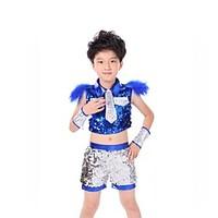 jazz outfits kids performance spandex sequin 3 pieces sleeveless dropp ...