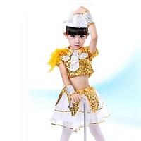 jazz outfits kids performance spandex sequin 3 pieces sleeveless dropp ...