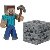 Jazwares Minecraft Overworld Steve with Coal Ore Block & Iron Pickaxe