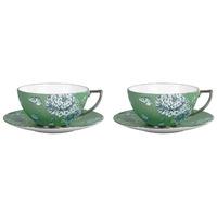 Jasper Conran Chinoiserie Green Teacup and Saucer (Set of 2), Gift Boxed