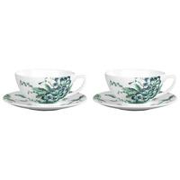 Jasper Conran Chinoiserie White Teacup and Saucer (Set of 2), Gift Boxed
