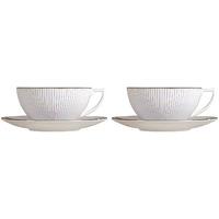 Jasper Conran Pin Stripe Teacup and Saucer (Set of 2), Gift Boxed