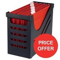 Jalema Resolution A4 File Box Black with 5 x Suspension Files Red