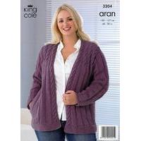 jacket and waistcoat in king cole merino blend aran 3204