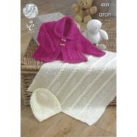 jacket blanket and hat in king cole comfort aran 4222