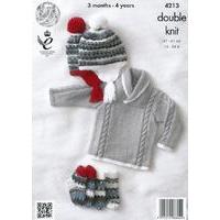 jackets sweater hat and socks in king cole dk 4213