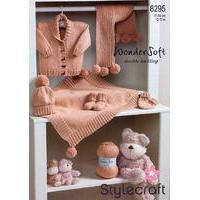 Jacket, Blanket, Scarf, Hat, Mittens & Bootees in Stylecraft Wondersoft DK (8295)