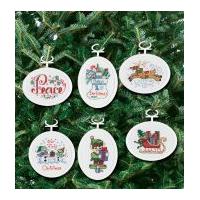 Janlynn Counted Cross Stitch Kit 6 Festive Ornaments