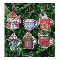 Janlynn Counted Cross Stitch Kit Christmas Cocoa Mug Ornaments