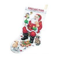 Janlynn Counted Cross Stitch Kit Santa & his Animals Stocking