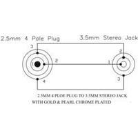 Jack Audio/phono Adapter [1x Jack plug 2.5 mm - 1x Jack socket 3.5 mm] Gold BKL Electronic