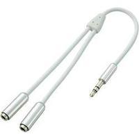 Jack Audio/phono Cable [1x Jack plug 3.5 mm - 2x Jack socket 3.5 mm] 0.20 m White SuperSoft sheath SpeaKa Professional