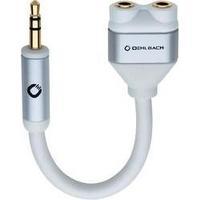 Jack Audio/phono Y adapter [1x Jack plug 3.5 mm - 2x Jack socket 3.5 mm] White Oehlbach