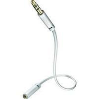 Jack Audio/phono Extension cable [1x Jack plug 3.5 mm - 1x Jack socket 3.5 mm] 3 m White gold plated connectors Inakusti