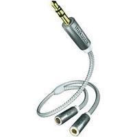 Jack Audio/phono Adapter [1x Jack plug 3.5 mm - 2x Jack socket 3.5 mm] 0.20 m Anthracite gold plated connectors Inakusti