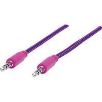 Jack Audio/phono Cable [1x Jack plug 3.5 mm - 1x Jack plug 3.5 mm] 1 m Pink, Purple gold plated connectors, Fabric sleev