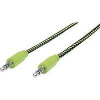 Jack Audio/phono Cable [1x Jack plug 3.5 mm - 1x Jack plug 3.5 mm] 1.80 m Black, Green gold plated connectors, Fabric sl