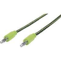 Jack Audio/phono Cable [1x Jack plug 3.5 mm - 1x Jack plug 3.5 mm] 1 m Black, Green gold plated connectors, Fabric sleev