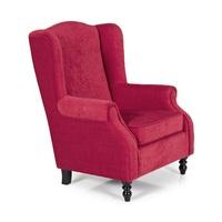 Jaxon Stylish Sofa Chair In Red Fabric With Wooden Legs