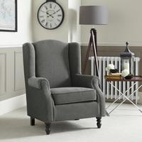 Jaxon Sofa Chair In Grey Fabric With Wooden Legs