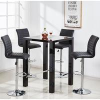 jam glass bar table set square in black gloss 4 ripple stools