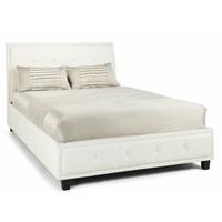 Jasmine Modern Ottoman Bed In White Faux Leather