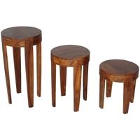 Jaipur Furniture Wooden Round Table - Set of 3