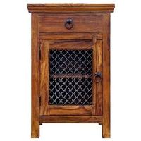 Jaipur Furniture Badroon Jali Bedside Table - 1 Door 1 Drawer