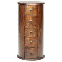 Jali Sheesham 5 Drawer Large Drum