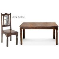 jali sheesham thacket dining set with 6 high back chair