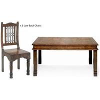 jali sheesham chunky dining set with 6 low back chair