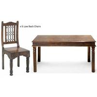 Jali Sheesham Thacket Dining Set with 6 Low Back Chair