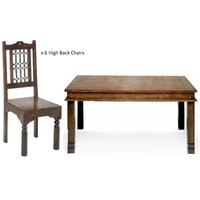 Jali Sheesham Chunky Dining Set with 6 High Back Chair