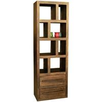 jaipur furniture yoga walnut bookcase tall 2 drawers