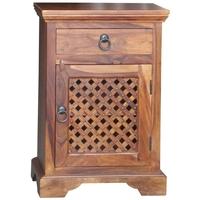 Jaipur Furniture Ganga Latic Jali Bedside Cabinet - 1 Door 1 Drawer Right Hand Hinged
