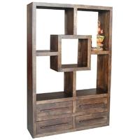 Jaipur Furniture Yoga Walnut Straight Bookcase - 4 Drawers