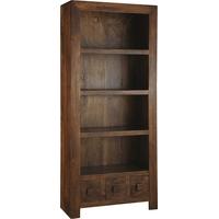 jaipur furniture dakota walnut bookcase large 3 shelves 3 drawers