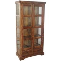 Jaipur Furniture Ganga Glass Display Cabinet - 2 Doors 2 Drawers