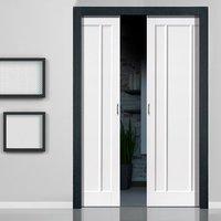 Jamaica Shaker Panel White Double Pocket Doors