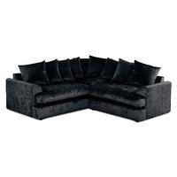 Jasper Large Velvet Corner Sofa Black