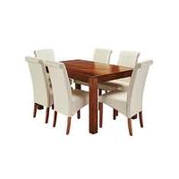 java acacia dining table with 6 chairs