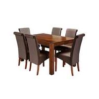 java acacia dining table with 6 chairs